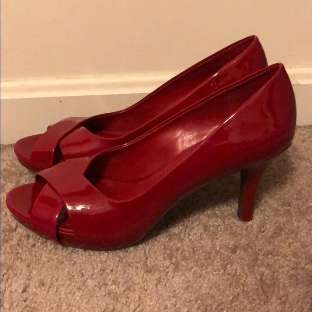 Size 9 Red open toed heels.
